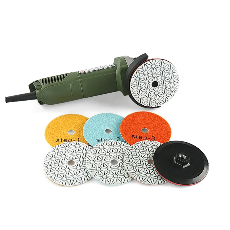 3PC Polishing Pad 4 Inch 100mm Dry/Wet Diamond 3 Step Polishing Pads Granite Polishing Tool Marble Grinding Pads