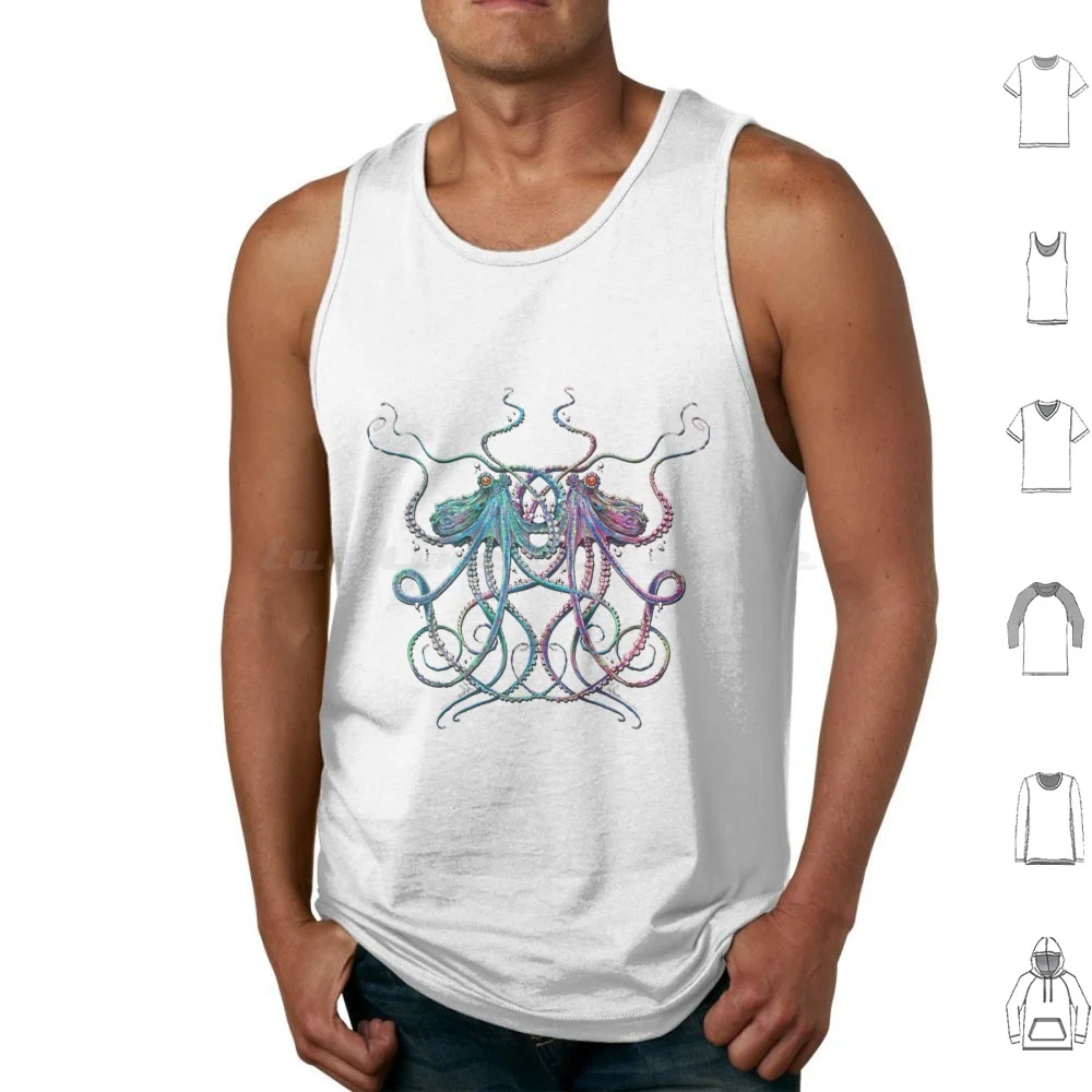 

Underwater Love Tank Tops Print Cotton Octopus Mollusc Water Underwater Marine Animal Animals Nature Wildlife