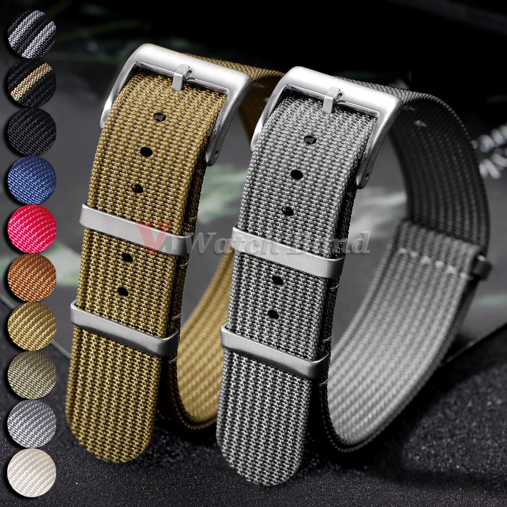Geripptes Nylon-Uhrenarmband für Seiko 18 mm, 20 mm, 22 mm, bequeme Uhrenarmbänder, Schlaufe, militärisch, waschbar, Blet für Rolex-Herrenuhrenarmbänder