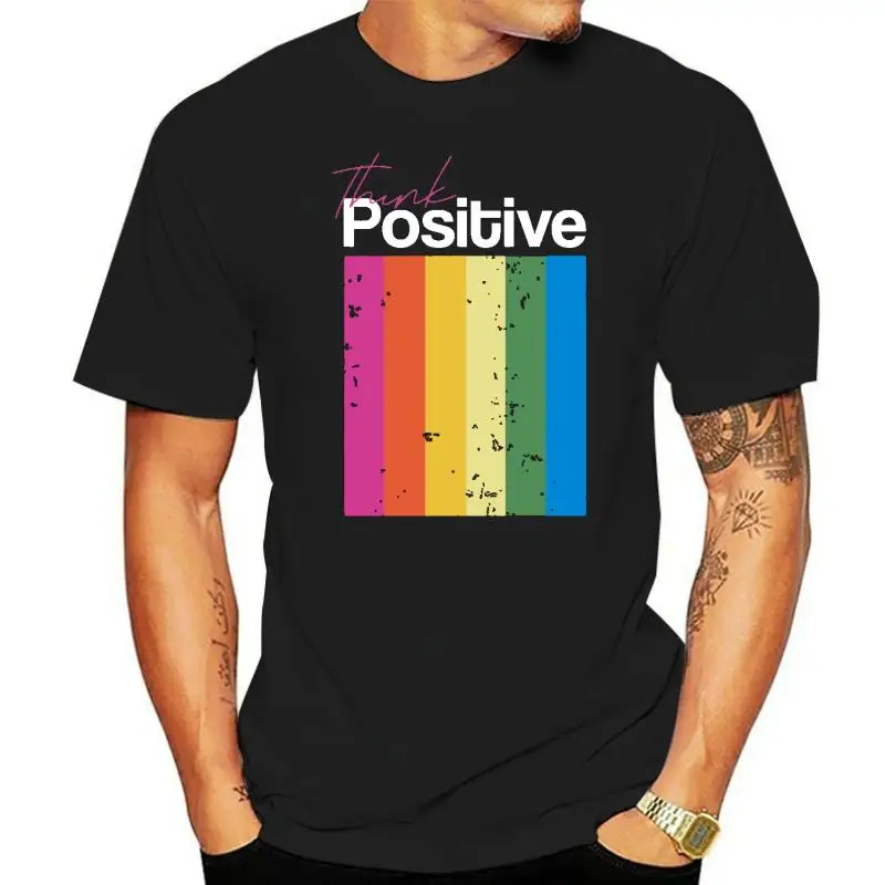 2024 Fashion Leisure THINK POSITIVE Creative Design T-shirt Harajuku Streetwear 100% Cotton Graphics Tshirt Brands Tee Tops