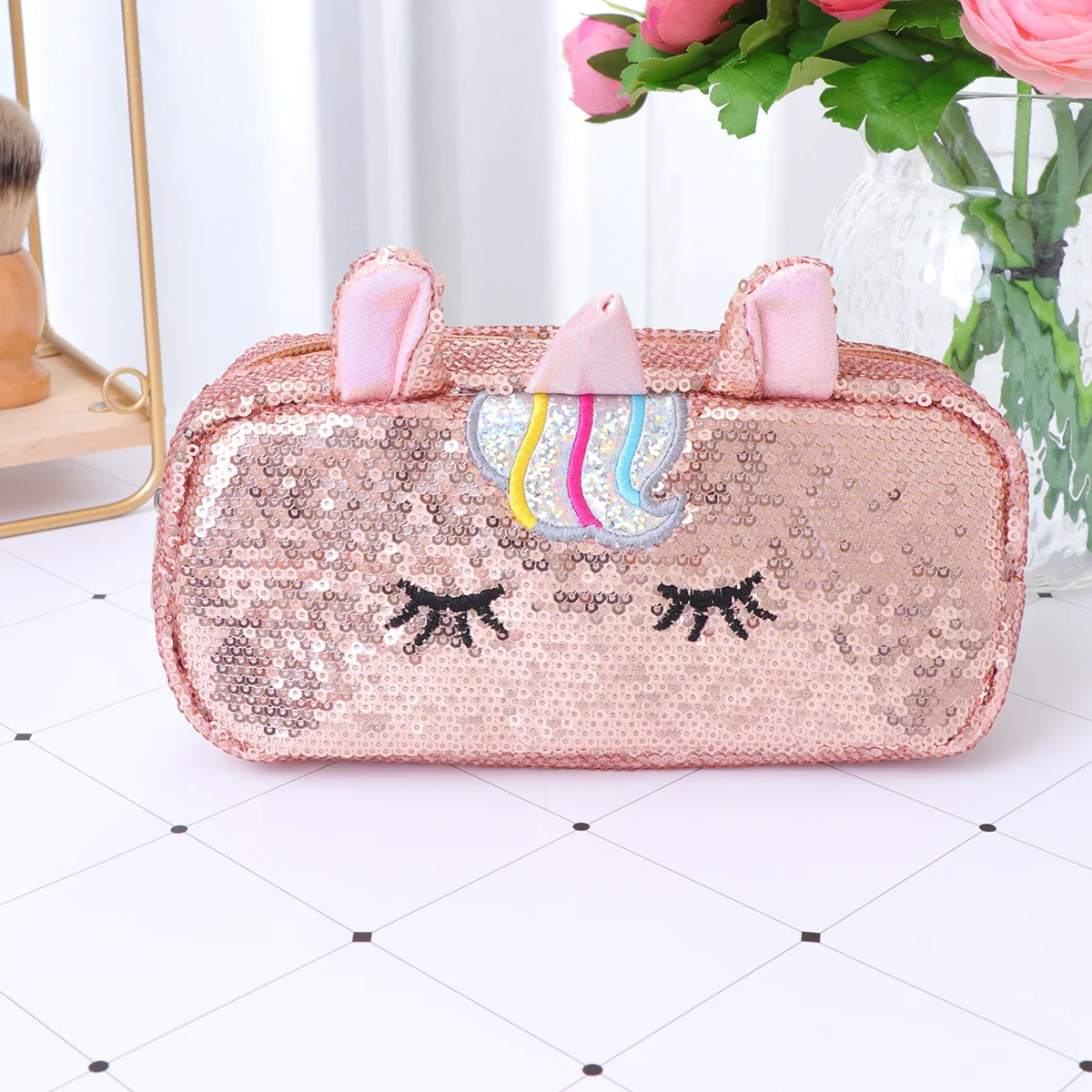 

Unicorn Pencil Bag Sequin Multifunctional Stationery Storage Pouch Coin Purse School Office Supplies Random Color
