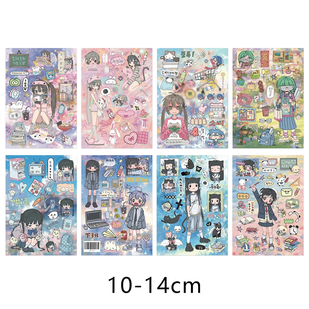 16 Blatt japanische Graffiti-Aufkleber, süßes Otaku-Mädchen, exquisite DIY-Gitarren-, Handy-, Laptop-, Koffer-, Wasserbecher- und Skateboard-Aufkleber – Detail 6