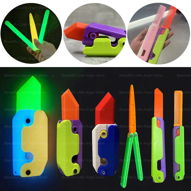 Grawitacyjny składany nóż z pazurem Nóż do rzodkiewki Drukowanie 3D Nóż grawitacyjny Mały nóż do rzodkiewki Karta Push Dekompresja Fidget Mini zabawka