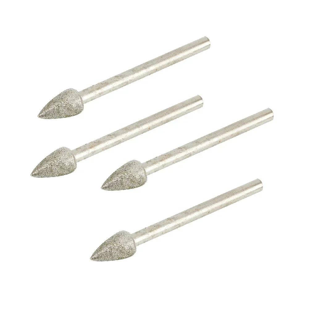 20pcs หัวเพชร 3.0mm Shank ทรงกระบอกจุดเคลือบแกะสลัก Burrs Lapidary เครื่องมือสําหรับหยกหินหินอ่อนโรตารี่เครื่องมือ