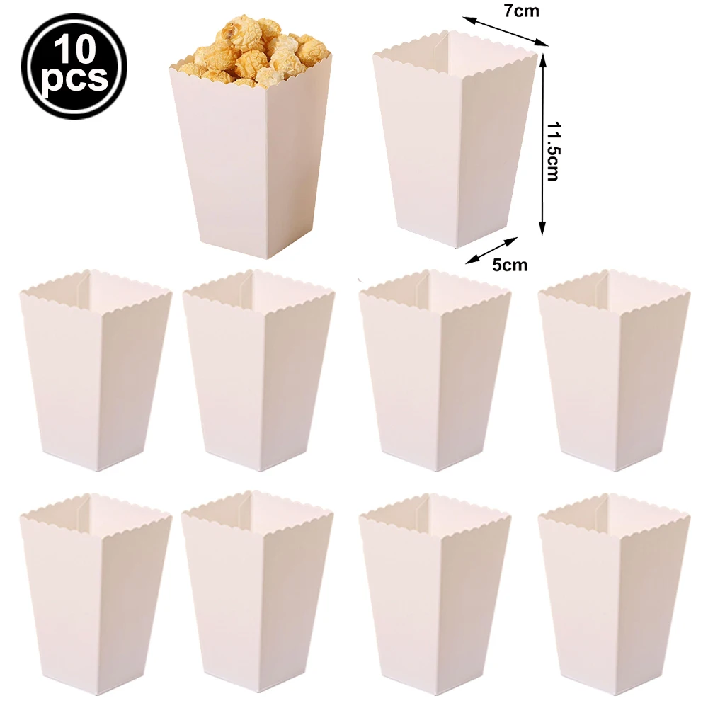 10Pcs Einfarbig Popcorn Boxen Einweg Papier Tasse Papier Lebensmittel Tabletts Geschenk Taschen Mit Griffen Hochzeit Party Baby Dusche liefert – Detail 4