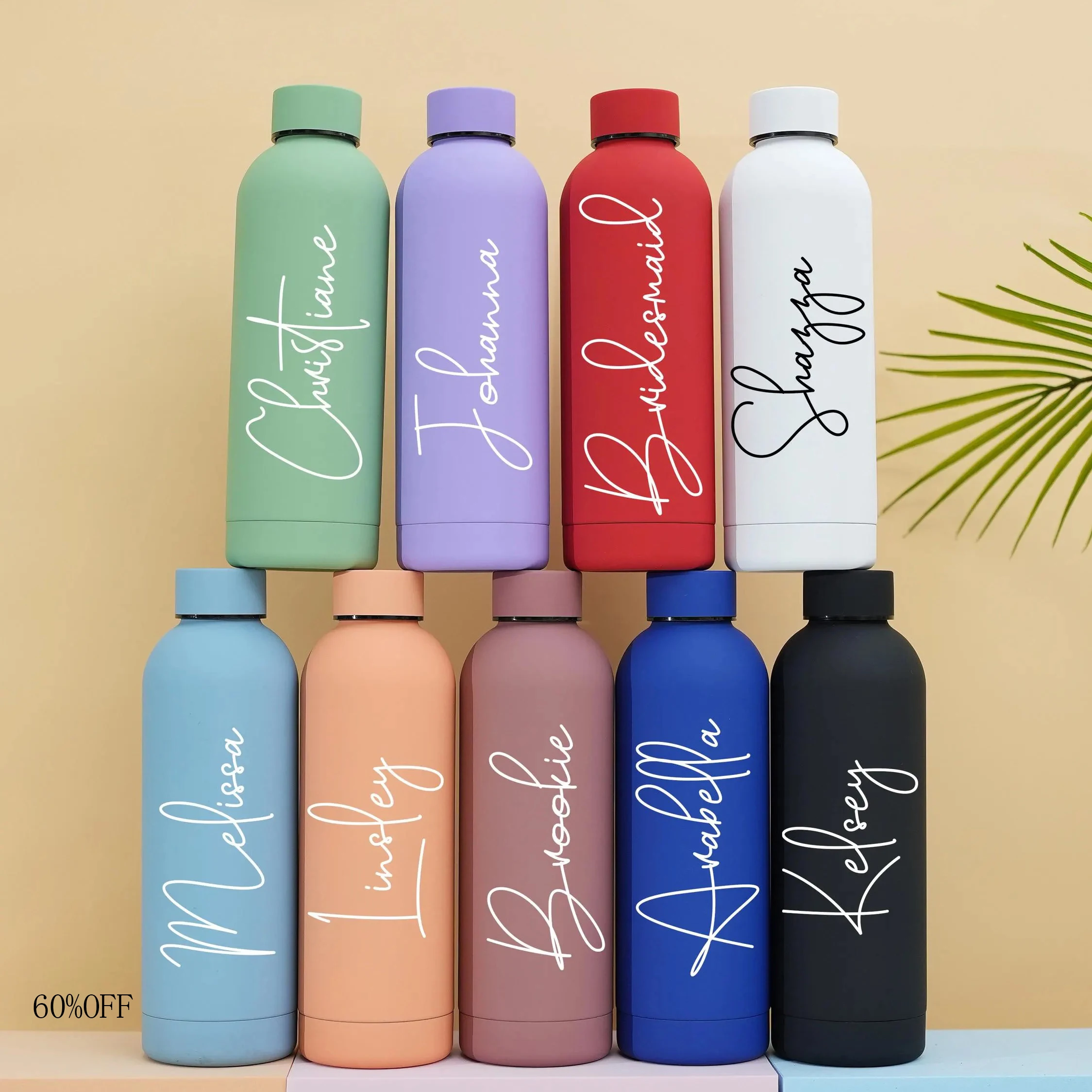 

Customized Stainless Steel Water Bottle with Lid Insulated Thermos for Wedding Gift Personalized Engraved Back to School Thermal