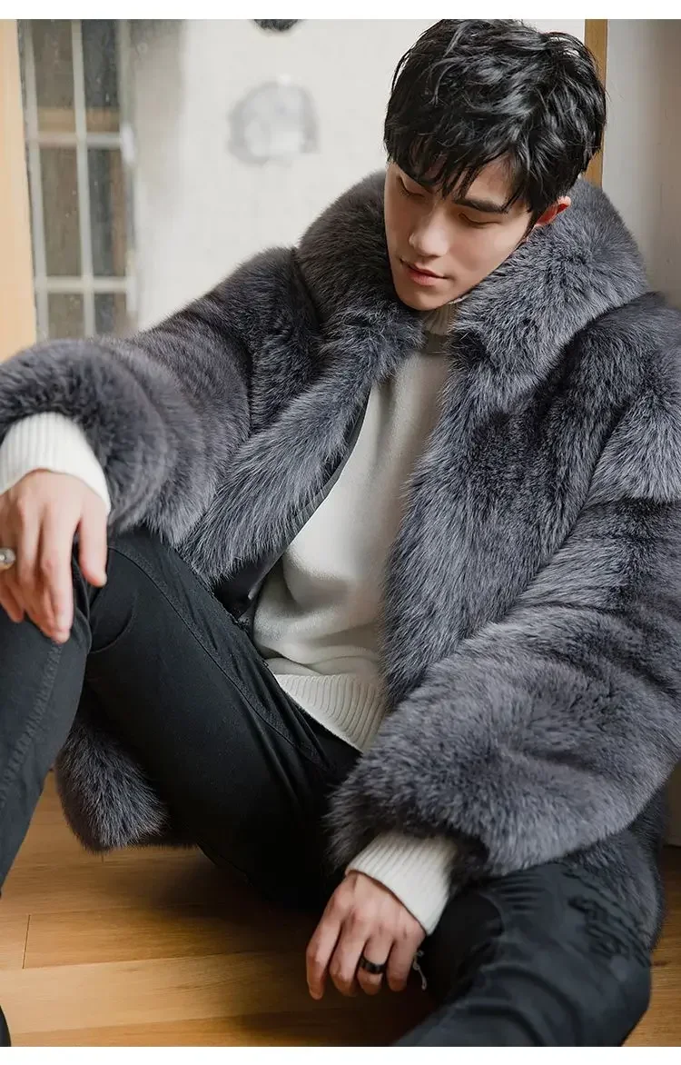 Winter Classic Style Soft Warm Faux Fur Coat Long Sleeve Plus Size Designer Men Streetwear Clothing Fluffy Jacket