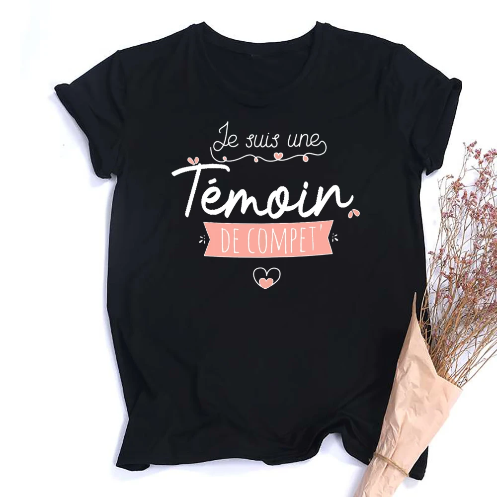 Temoin French Print T-Shirt addio al nubilato testimone T Shirt Wedding Shower Tshirt damigella d'onore gruppo Top abiti da sposa