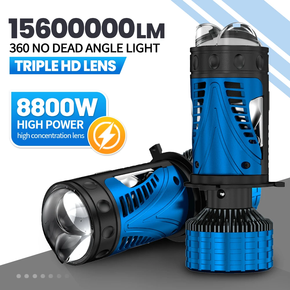 

8800W Car LED Lens Headlight H4 12V Mini Lens Super Bright Hi/Lo Beam White Light 6500K for Cars & Motorcycles Model Compatible