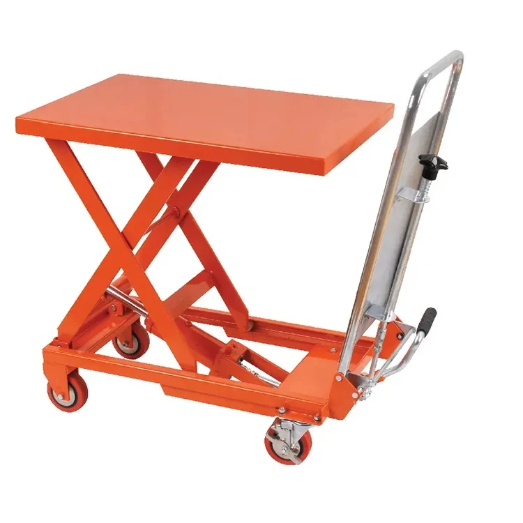 China Manufacturer 150kg Capacity Core Small Mobile Scissor Lift Manual Hydraulic Lift Table