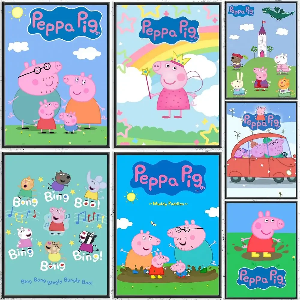 Popular Cartoon P-PEPPAPIGS Painting Calligraphy HD Canvas Poster Crease Free Waterproof All Space Wall Decor