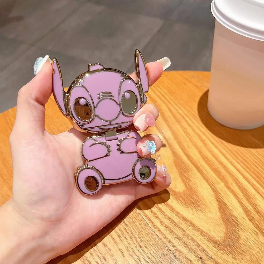 3d Cartoon Back Sticker Phone Holder With Makeup Desktop Horizontal Stand Vertical Practical Portable Accepssory Mirro M4l3