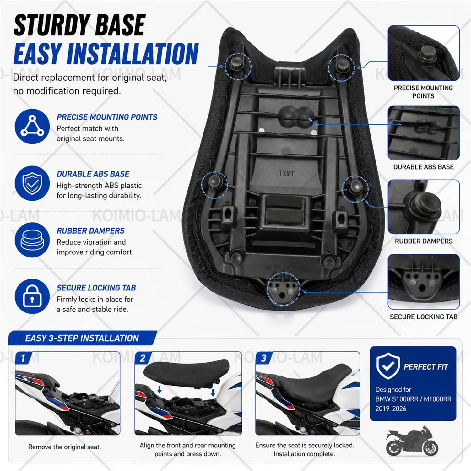 Passend für BMW S1000RR M1000RR 2019 - 2025 Motorrad Niedriger Vordersitzkissen für den Fahrer – Detail 6