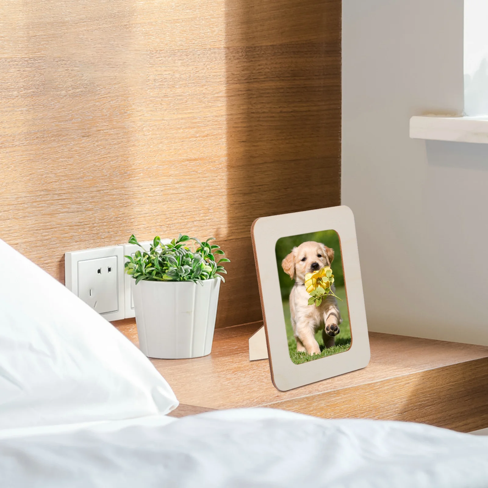 

6 Pcs Picture Frames Wooden Photo DIY Painting Laser Cutting for Paintings Crafts Khaki Unfinished