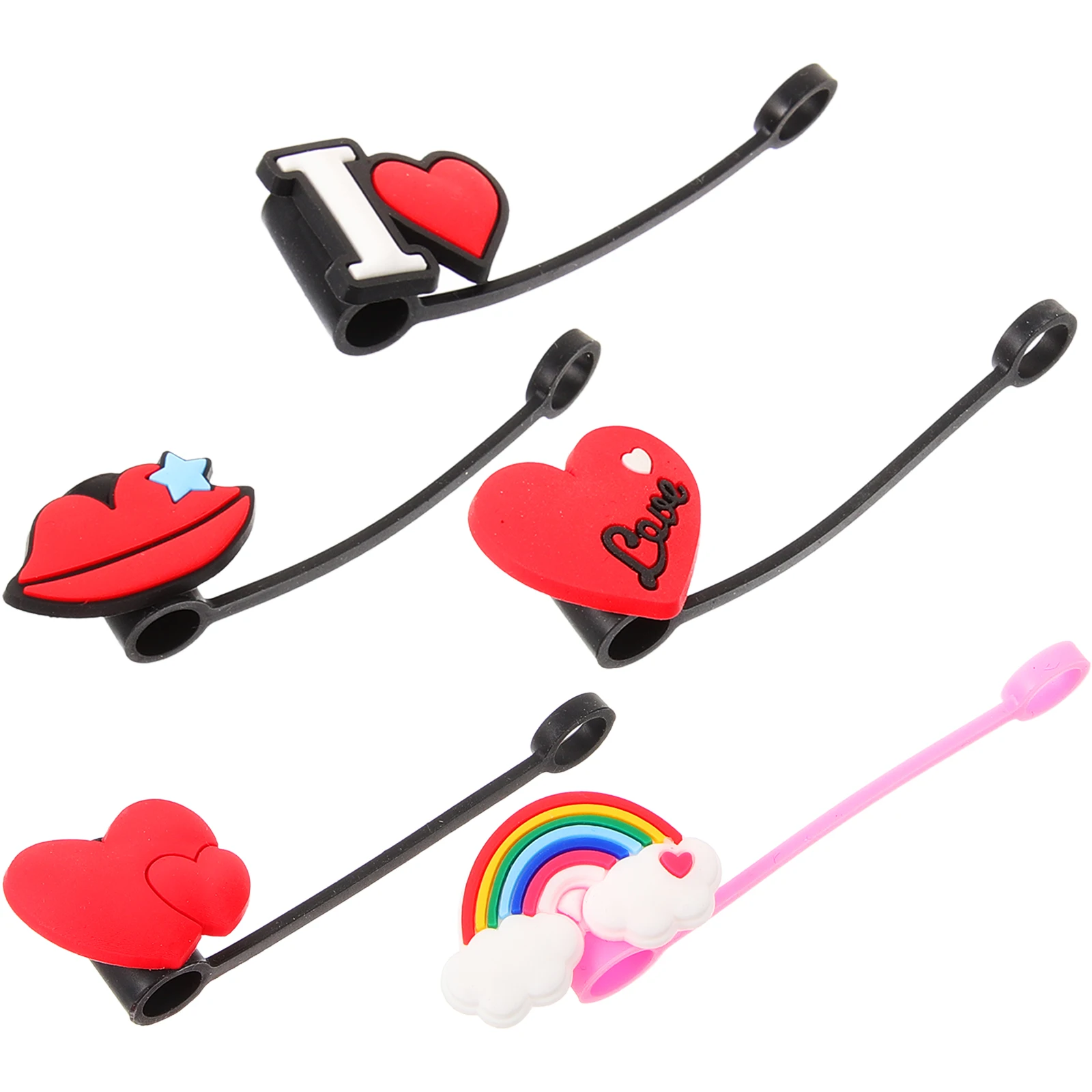

5 Pcs Silicone Plug for Straw Cap Toppers Straws Caps Cute Tumbler Cover Covers Silica Gel Protectors Man