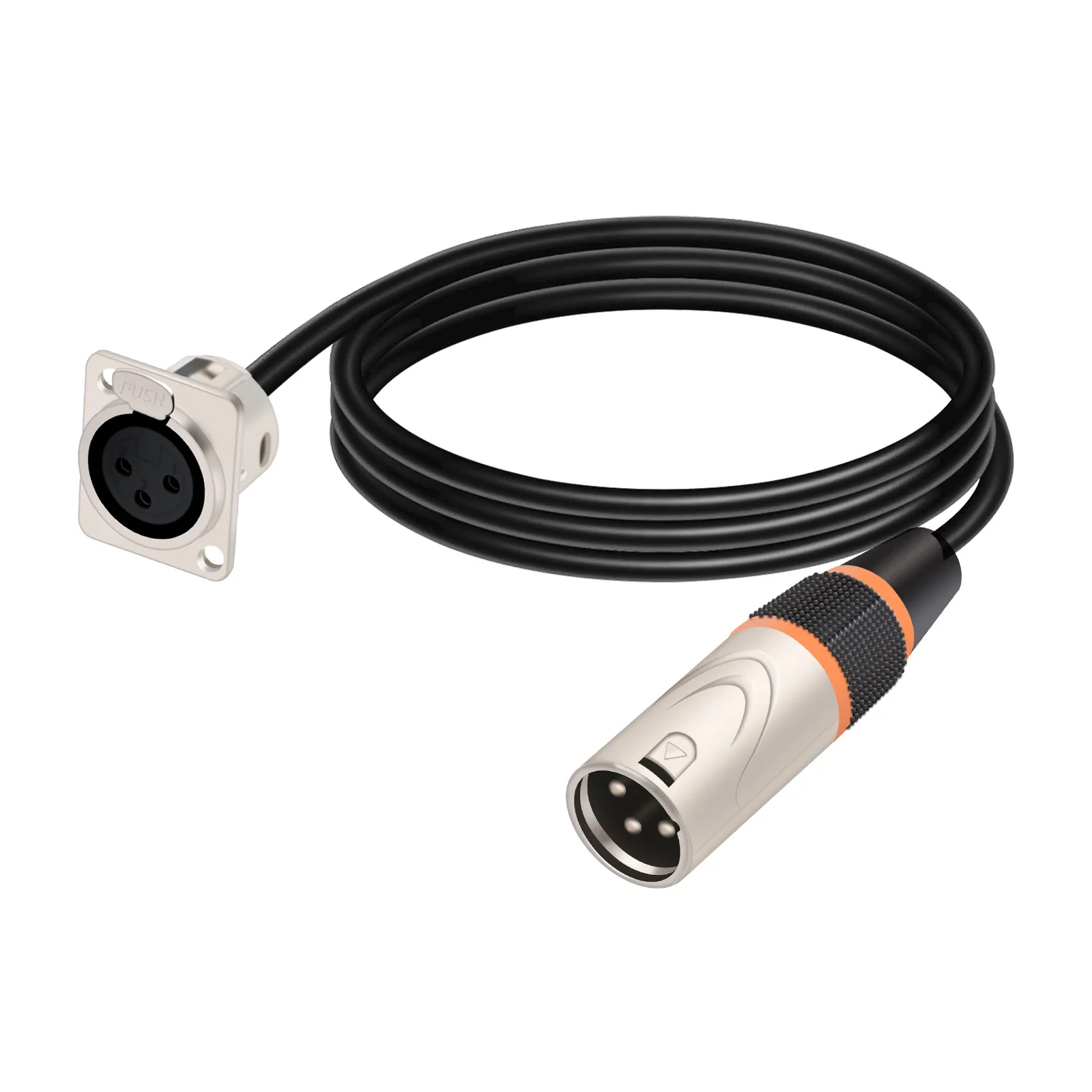D Type 3Pin Male/Female XLR Panel Mount to Male/Female Plug Pass Through Audio Extension Cable No Solder for Pro Installations