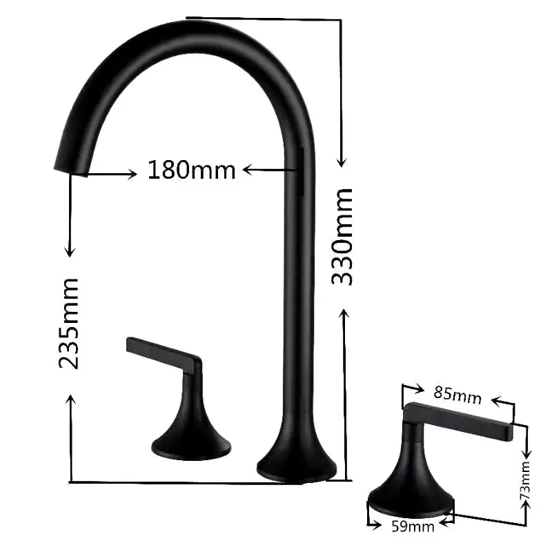Tuqiu Basin Faucet Lavatory Mixer Tap Brass Widespread Rotation Sink tap Brass sink faucet 8 inch Three Hole Brush Gold