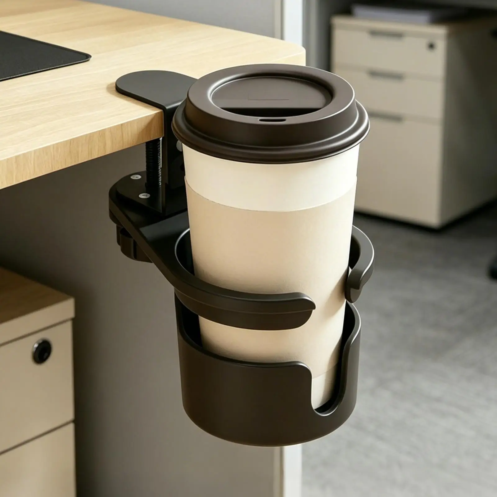 Anti-Spill Desk Cup Holder Adjustable Diameter Water Bottle Holder Non-Slip Table Drink Stand for Office Home Computer Desk