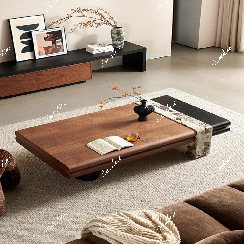 Italian rectangular solid wood coffee table living room home high-end table