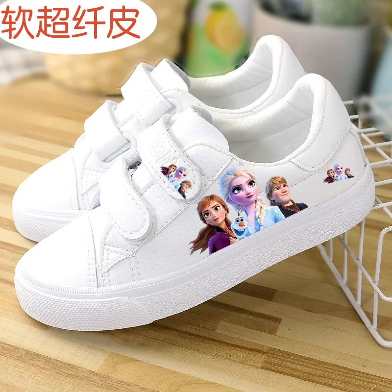 Disney Children\'s Canvas Shoes frozen elsa Low top Girls\' Shoes PU Autumn Breathable Non slip Casual Shoes