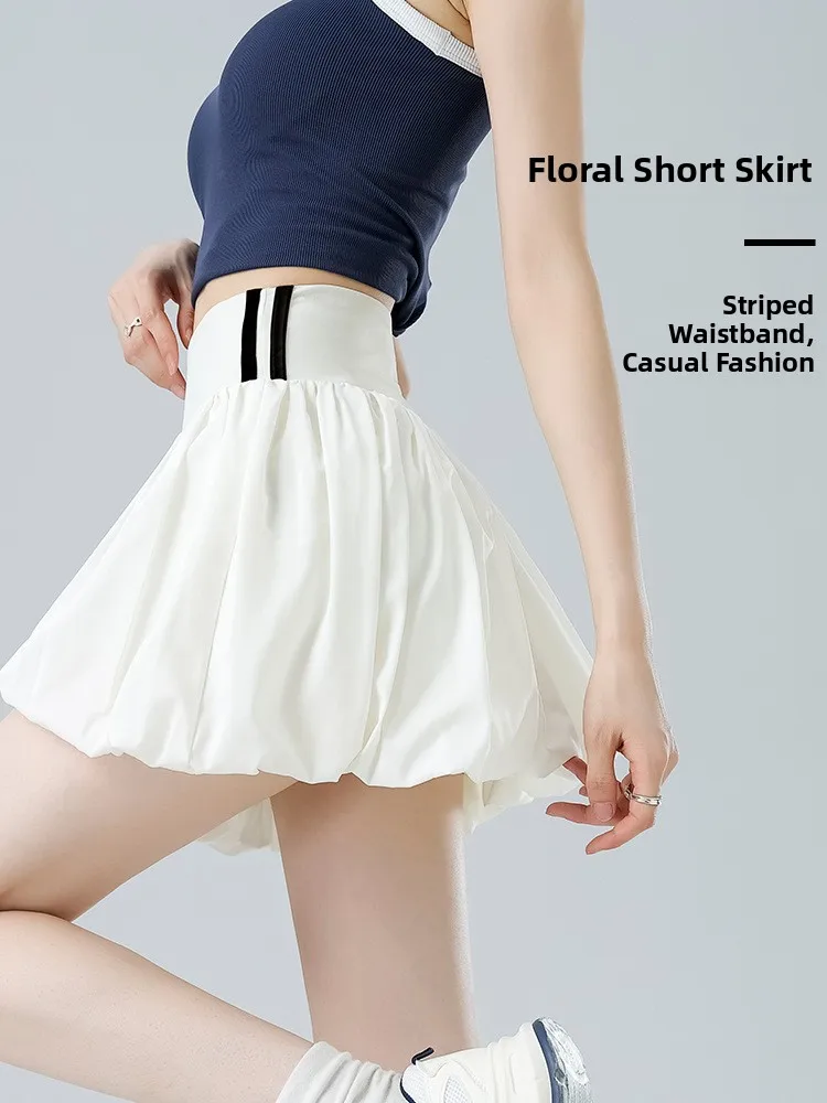 

Спортивная теннисная юбка для женщин, летняя коллекция 2026, новая, непрозрачная, для бадминтона, для активного отдыха, фитнеса, средней длины, с цветочным узором