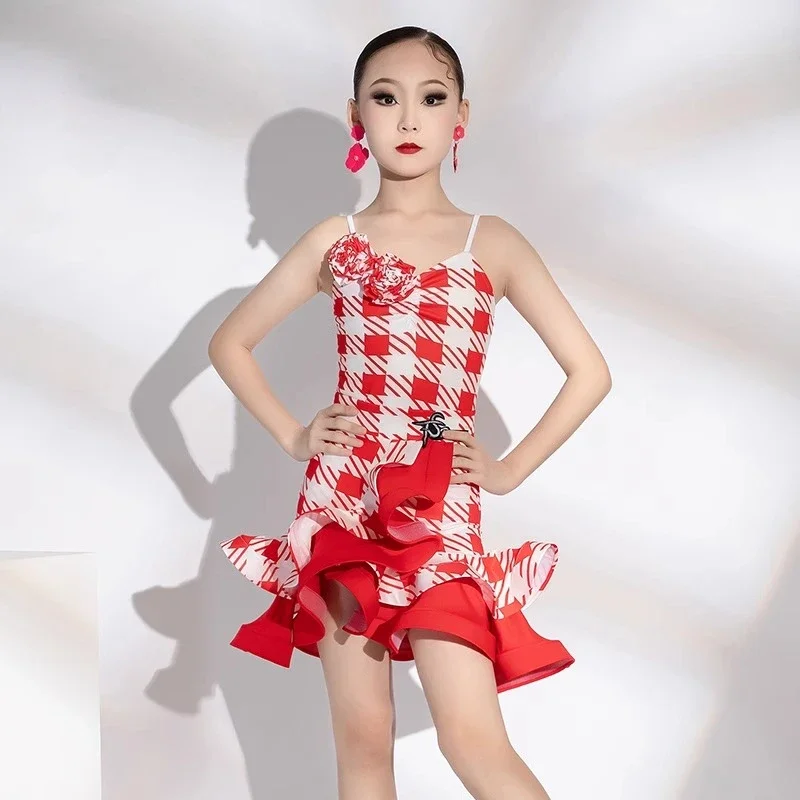 Trajes de baile en fila, trajes de escenario, faldas, trajes de competición de baile latino con estampado de leopardo, trajes de baile latinoamericano con flecos