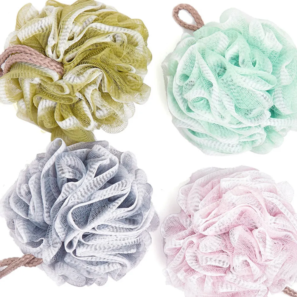 

3pcs Shower Ball Mesh Bath Ball For Body Wash Exfoliating Cleanser Soft Friction Portable With Hanging Rope Green