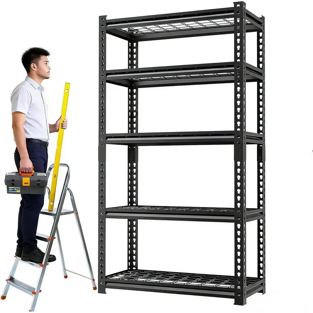 Schwerlastregale aus Metall mit 5 Ebenen, verstellbar, 907 kg Tragkraft, für Lagerregale und Lagerhallen
