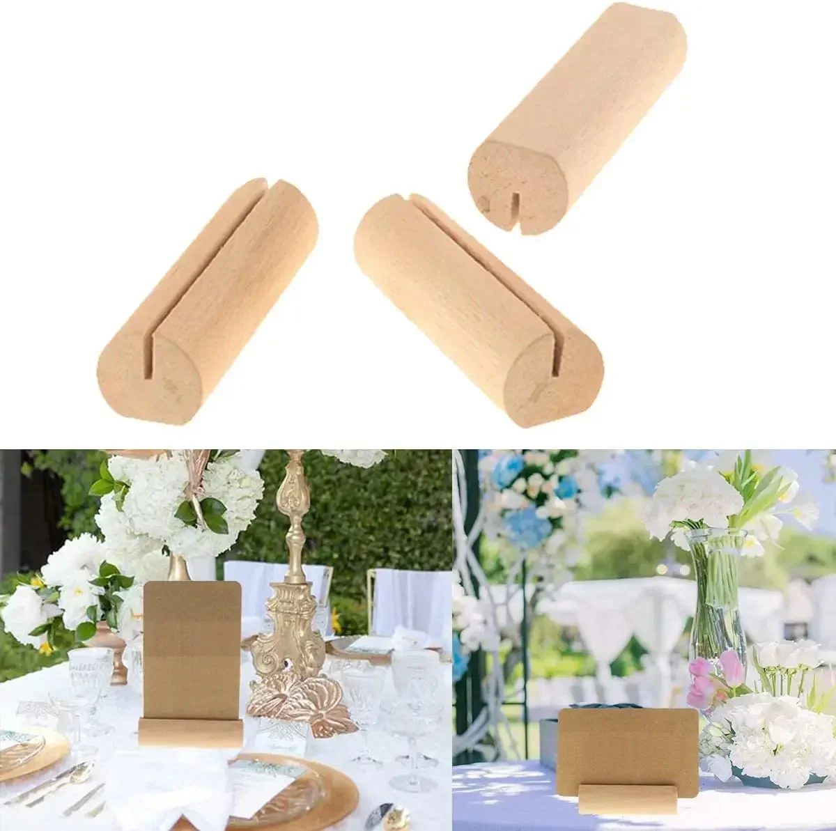 20/40/60/100PCS Wood Place Card Holders Wooden Table Number Stands Wedding  Sign  Rustic Message  Name s Display Stand