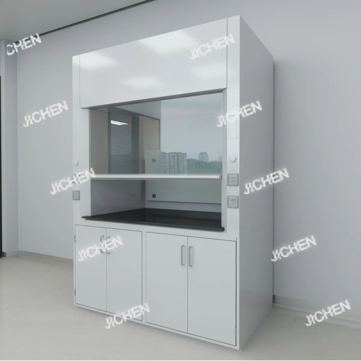 

Устойчивый к кислотам и щелочам цельнометаллический вытяжной колпак от пола до потолка Химическая лаборатория на заказ вытяжной колпак