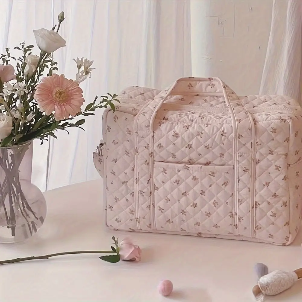 Versatile Multifunctional Diaper Bag Crossbody Large Capacity Mommy Bag Flower Shoulder Bag Stroller Use
