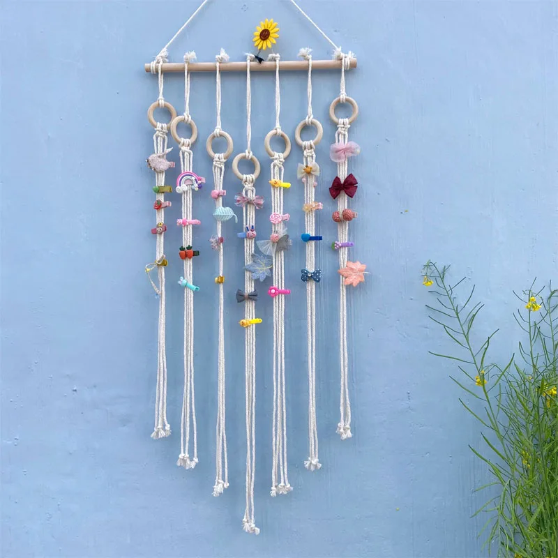 Hand-woven hairpin storage wall-mounted jewelry display stand, cute hair accessories, hairpin storage, wall-mounted decoration