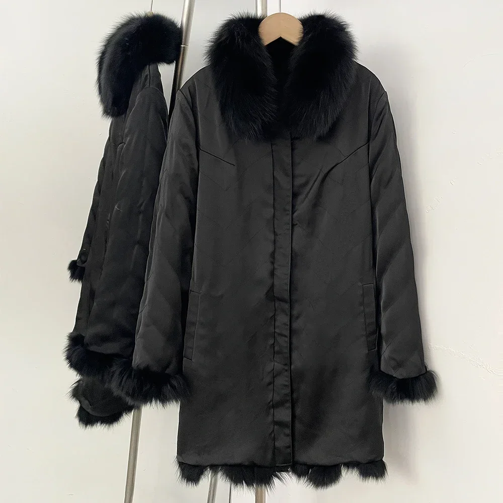 OFTBUY Custom Luxury Long Full Real Fur Coat for Women Streetwear Thick Warm Winter Real Fur Overcoat High-End Custom Outerwear