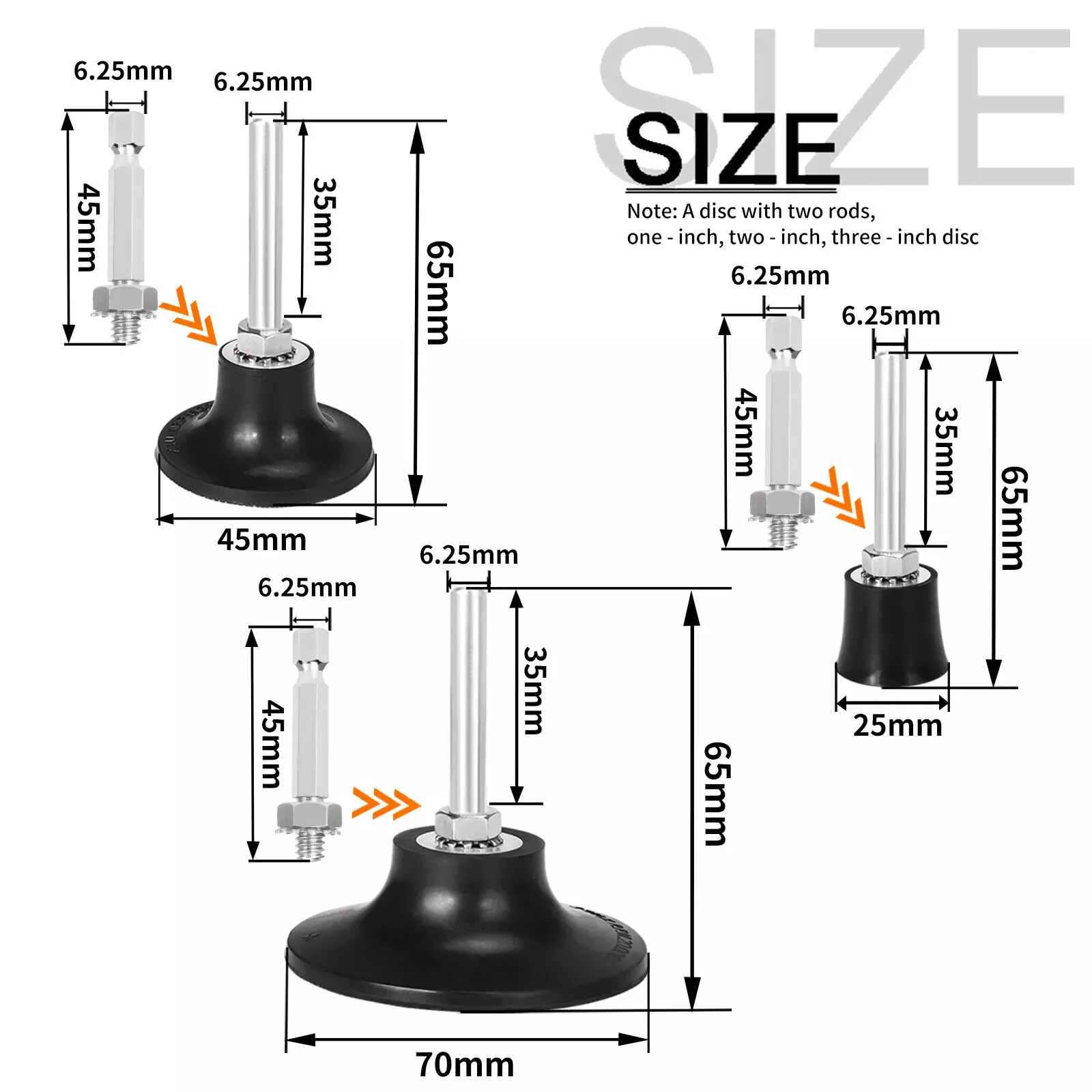 

1"/2"/ 3" Roll Lock Sanding Disc Pad Holder for Die Grinder Drill 1/4" Shank