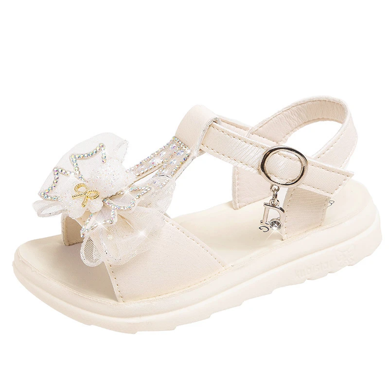 

2025 Summer Butterfly Sandals Girls Open Toes Kids Fashion Shoes Big Child Hoop Loop Sandals for Beach Flat Shoe 26-37