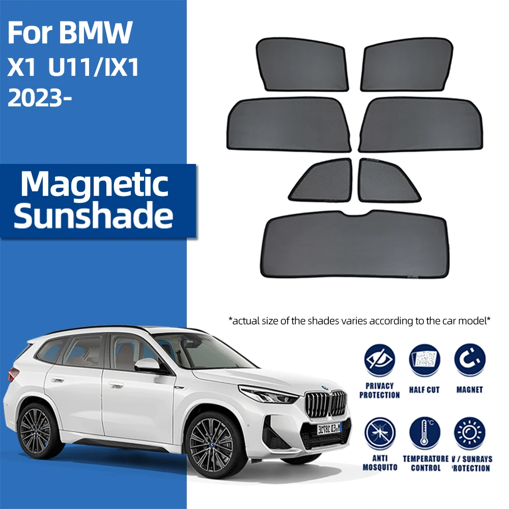 

For BMW X1 U11 IX1 2023 2024 Magnetic Car Sunshade Shield Front Windshield Curtain Rear Side Baby Window Sun Shade Visor