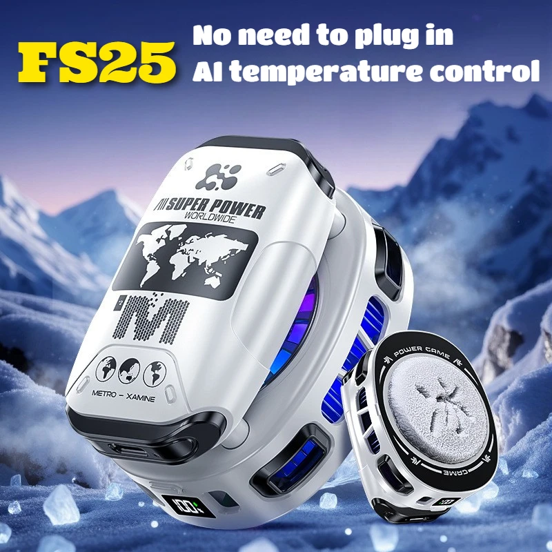 

FS25 Semiconductor Ice AI Temperature Control Wireless Magnetic/Back Clip Cooling Radiator with Digital Display Live Game Cooler