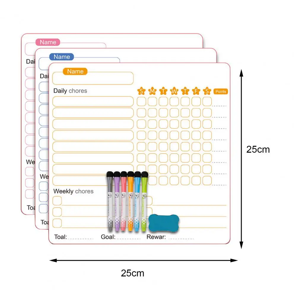 Kids Magnetic Whiteboard Set com Pen Eraser, Superfície Resistente a manchas, Borracha Magnet Backing, Conjunto de 3