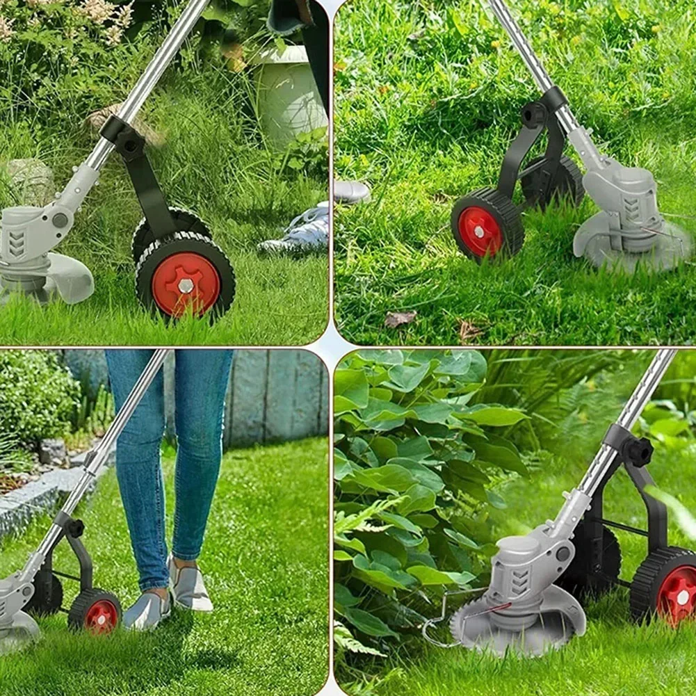 Universal String Trimmer Grass Eater Weed Cutter Adjustable Support Wheels Set For Cordless Grass Trimmer Auxiliary Wheels