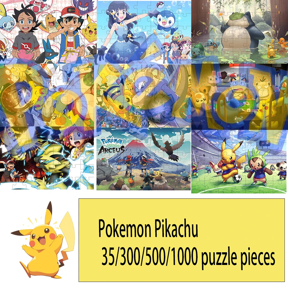 Pokemon jigsaw puzzle Pikachu 35/300/500/1000 pieces wooden onePiece Puzzles for Adults childrenEducational Toys Gifts