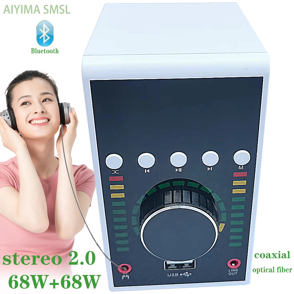 

AIYIMA SMSL 2.0 Stereo 68W Headset Amp Lossless Decoding Player Bluetooth USB Fiber Coaxial MA12070 HIFI Headset Power Amplifier