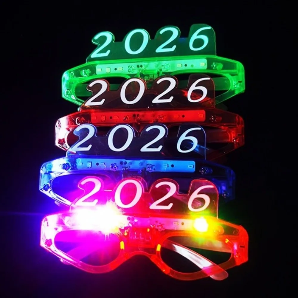 

Светодиодное свечение 2026 новогодние светящиеся очки в форме квадратного/любого сердца с номером и буквами 2026 светодиодные светящиеся очки с подсветкой фотографические украшения