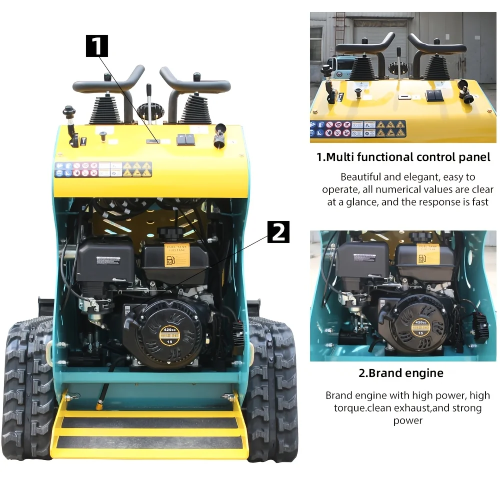 13.5HP 1598lbs 725kg Tracked Crawler Compact Loader w/ RATO EPA Gas Petrol Engine Mini Skid Steer 300kg-Lift In US Free Shipping
