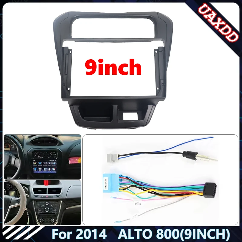 Car Radio Fascia Frame For SUZUKI  2014   ALTO 800 9 inch Stereo Panel Wire Harness Power Cable Adapter Canbus Decoder