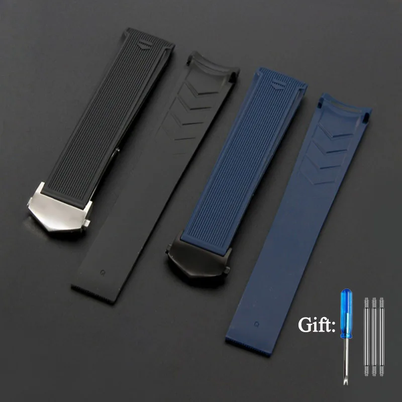 22mm High Quality Silicone Rubber Watch Strap For Tag Heuer CARRERA AQUARACER 300 WAY201A WAY211C Black Blue Watchband Bracelet