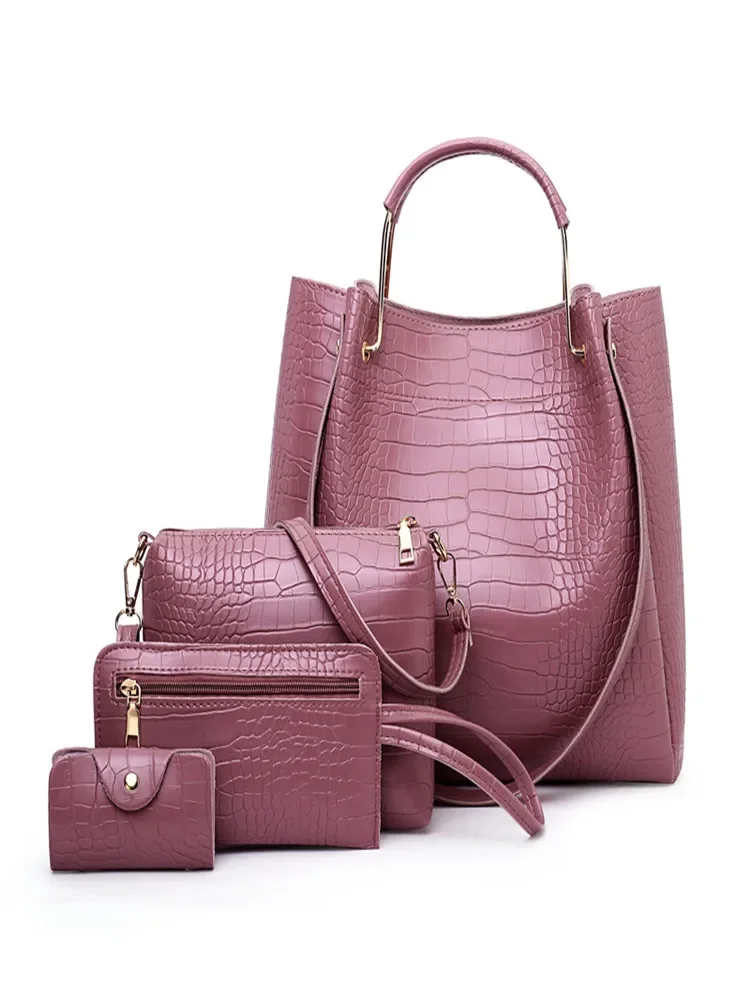 Torebki damskie skórzane 4 szt. Torebki na ramię torebki Crossbody zestaw opakowań na karty torebki damskie na zakupy Alligator Tote — zdjęcie 2