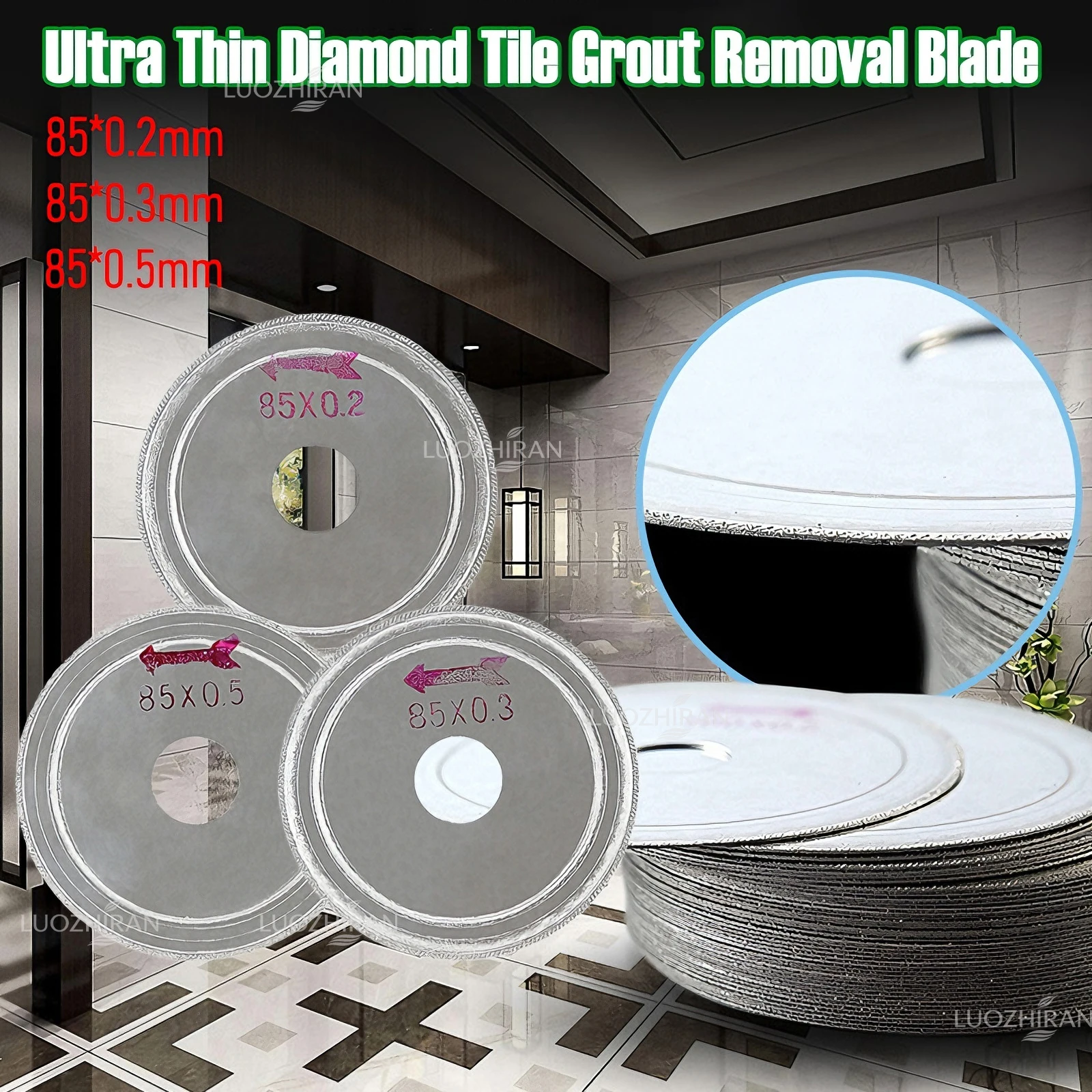 Disco de corte de diamante ultrafino de 85 mm para remover lechada de azulejos cerámicos, para amoladora angular, limpieza de huecos, accesorios para herramientas eléctricas