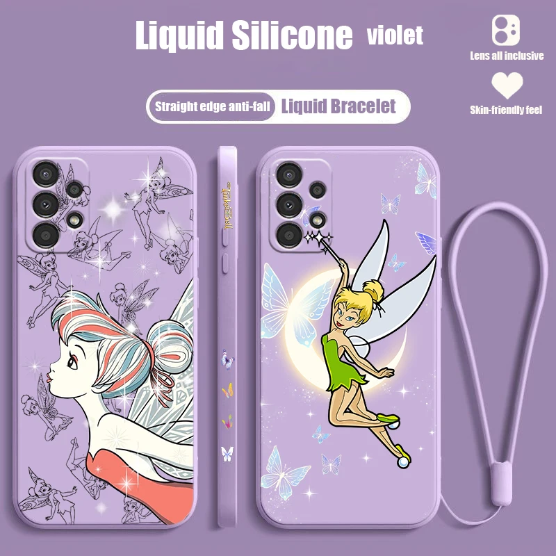 Tinkerbell Cute For Samsung A72 A54 A53 A52 A42 A34 A32 A25 A24 A23 A22 A15 A14 A13 A12 Liquid Left Rope Phone Case