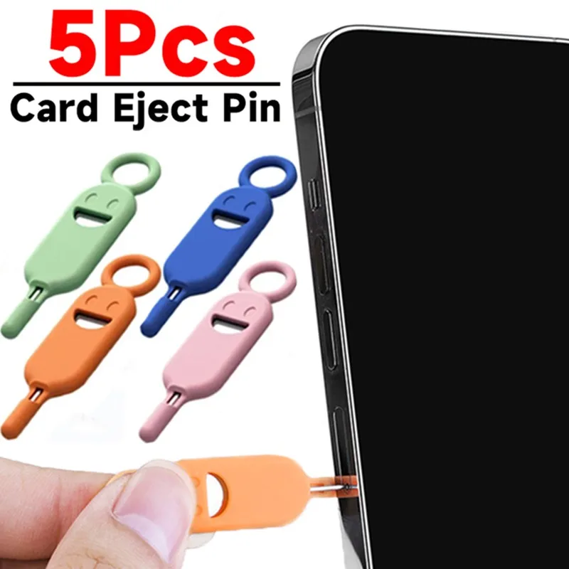 Ejetor de aço com estojo de armazenamento, anti-perdido cartão SIM, ejetar pino, agulha, telefone universal, SIM, ID Cards, abridor de bandeja, chaveiro, 5-1pcs