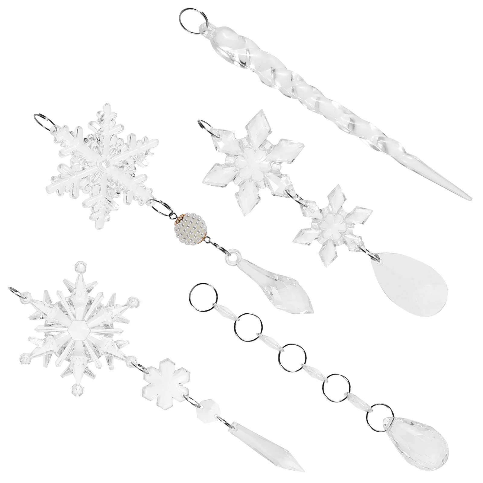 

18Pcs Christmas Snowflake Pendant Kit Hanging Decorations for Xmas Tree DIY Ornament Indoor Outdoor Festival Scene Layout Decor